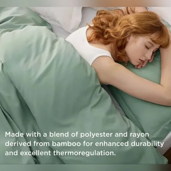 Derived from Bamboo Blend Green King Duvet Cover Set